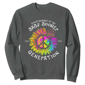 Proud Member Of The Baby Boomer Generation Sweatshirt Hippie Sunflower TS11 Dark Heather Print Your Wear