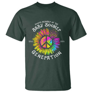 Proud Member Of The Baby Boomer Generation T Shirt Hippie Sunflower TS11 Dark Forest Green Print Your Wear