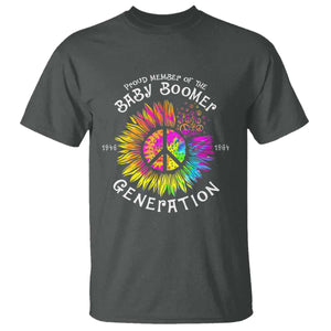 Proud Member Of The Baby Boomer Generation T Shirt Hippie Sunflower TS11 Dark Heather Print Your Wear