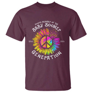 Proud Member Of The Baby Boomer Generation T Shirt Hippie Sunflower TS11 Maroon Print Your Wear