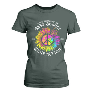 Proud Member Of The Baby Boomer Generation T Shirt For Women Hippie Sunflower TS11 Dark Forest Green Print Your Wear