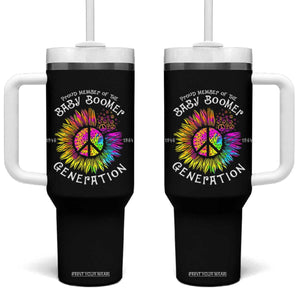 Proud Member Of The Baby Boomer Generation Tumbler With Handle Hippie Sunflower - Print Your Wear