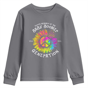 Proud Member Of The Baby Boomer Generation Youth Sweatshirt Hippie Sunflower TS11 Charcoal Print Your Wear