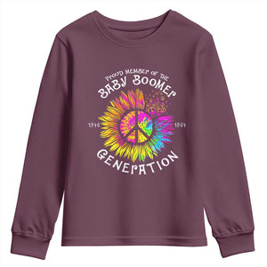 Proud Member Of The Baby Boomer Generation Youth Sweatshirt Hippie Sunflower TS11 Maroon Print Your Wear