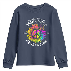 Proud Member Of The Baby Boomer Generation Youth Sweatshirt Hippie Sunflower TS11 Navy Print Your Wear