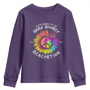 Proud Member Of The Baby Boomer Generation Youth Sweatshirt Hippie Sunflower TS11 Purple Print Your Wear