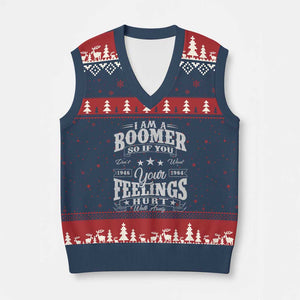 Funny I Am A Boomer V-Neck Knit Sweater Vest So If You Dont Want Your Feeling Hurt Walk Away TS11 Navy Red Print Your Wear