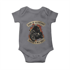 Funny Grumpy Old Biker Baby Onesie Sons Of Alzheimer Where Is My Bike TS11 Charcoal Print Your Wear