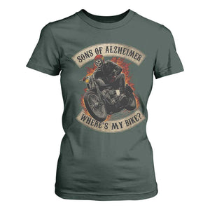 Funny Grumpy Old Biker T Shirt For Women Sons Of Alzheimer Where Is My Bike TS11 Dark Forest Green Print Your Wear