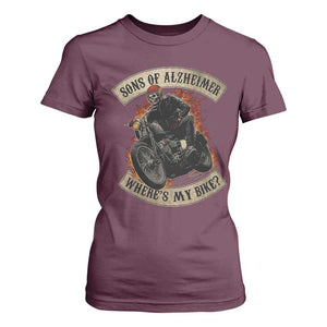 Funny Grumpy Old Biker T Shirt For Women Sons Of Alzheimer Where Is My Bike TS11 Maroon Print Your Wear