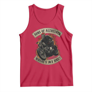Funny Grumpy Old Biker Tank Top Sons Of Alzheimer Where Is My Bike TS11 Red Print Your Wear