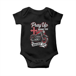 Pray Up Before You Mount Up Baby Onesie Christian Biker Religious Faith TS11 Black Print Your Wear