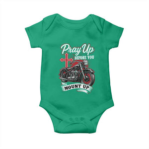 Pray Up Before You Mount Up Baby Onesie Christian Biker Religious Faith TS11 Irish Green Print Your Wear