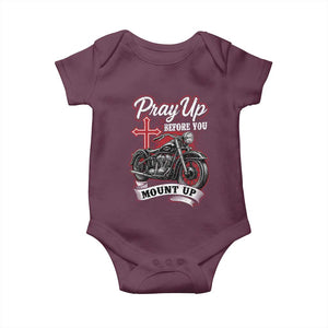Pray Up Before You Mount Up Baby Onesie Christian Biker Religious Faith TS11 Maroon Print Your Wear