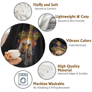 Christian Biker I Ride With Jesus Throw Blanket Religious Faith Motorcycle Rider Eagle TS11 Print Your Wear