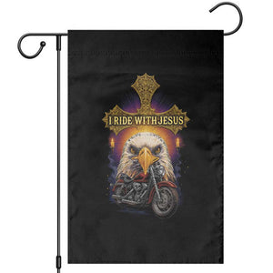 Christian Biker I Ride With Jesus Garden Flag Religious Faith Motorcycle Rider Eagle TS11 Black Print Your Wear