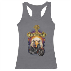 Christian Biker I Ride With Jesus Racerback Tank Top Religious Faith Motorcycle Rider Eagle TS11 Charcoal Print Your Wear