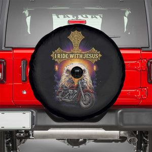 Christian Biker I Ride With Jesus Spare Tire Cover Religious Faith Motorcycle Rider Eagle TS11 Black Print Your Wear