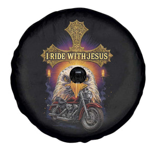 Christian Biker I Ride With Jesus Spare Tire Cover Religious Faith Motorcycle Rider Eagle TS11 Print Your Wear