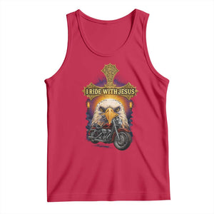 Christian Biker I Ride With Jesus Tank Top Religious Faith Motorcycle Rider Eagle TS11 Red Print Your Wear