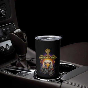 Christian Biker I Ride With Jesus Tumbler Cup Religious Faith Motorcycle Rider Eagle TS11 Print Your Wear