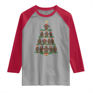 Funny Pesto Christmas Penguin Christmas Tree Raglan Shirt TS11 Sport Gray Red Print Your Wear