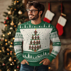 Funny Pesto Penguin Xmas Tree Ugly Christmas Sweater TS11 Green Print Your Wear
