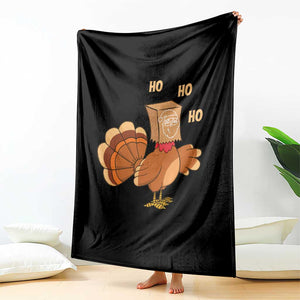 Funny Thanksgiving Christmas Triple Ho Santa Turkey Throw Blanket TS11 Print Your Wear