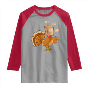 Funny Thanksgiving Christmas Triple Ho Santa Turkey Raglan Shirt TS11 Sport Gray Red Print Your Wear