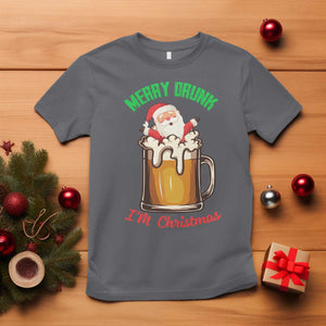 Funny Christmas Beer T Shirt Merry Drunk I'm Xmas Wasted Santa TS11 Charcoal Print Your Wear