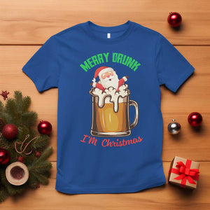 Funny Christmas Beer T Shirt Merry Drunk I'm Xmas Wasted Santa TS11 Royal Blue Print Your Wear