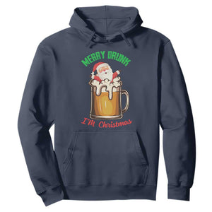 Funny Christmas Beer Hoodie Merry Drunk I'm Xmas Wasted Santa TS11 Navy Print Your Wear