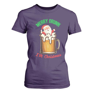Funny Christmas Beer T Shirt For Women Merry Drunk I'm Xmas Wasted Santa TS11 Purple Print Your Wear