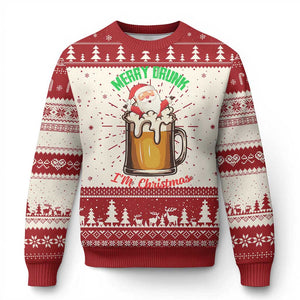 Funny Xmas Beer Ugly Christmas Sweater Merry Drunk I'm Xmas Wasted Santa TS11 Red Print Your Wear