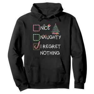 Funny Nice Naughty And I Regret Nothing Christmas List Hoodie Christmas Tree Candy Cane TS11 Black Print Your Wear