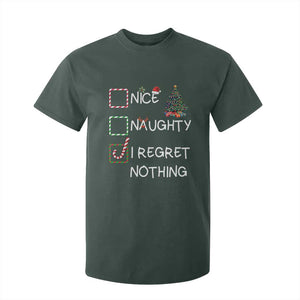 Funny Nice Naughty And I Regret Nothing Christmas List T Shirt For Kid Christmas Tree Candy Cane TS11 Dark Forest Green Print Your Wear