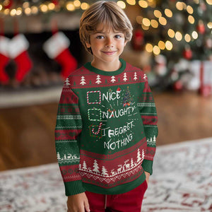 Funny Nice Naughty And I Regret Nothing Xmas List Ugly Christmas Sweater Xmas Tree Candy Cane TS11 Christmas Print Your Wear