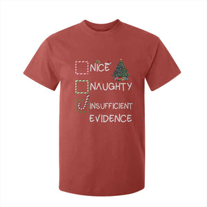 Funny Nice Naughty Insufficient Evidence T Shirt For Kid Christmas Tree Candy Cane TS11 Red Print Your Wear