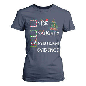 Funny Nice Naughty Insufficient Evidence T Shirt For Women Christmas Tree Candy Cane TS11 Navy Print Your Wear