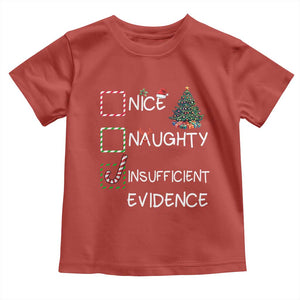 Funny Nice Naughty Insufficient Evidence Toddler T Shirt Christmas Tree Candy Cane TS11 Red Print Your Wear