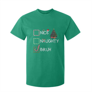 Funny Nice Naughty Bruh T Shirt For Kid Christmas Tree Candy Cane TS11 Irish Green Print Your Wear