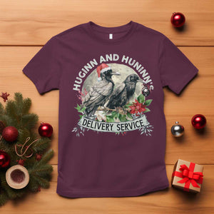 Christmas Viking T Shirt Huginn And Hunninn's Delivery Service Raven TS11 Maroon Print Your Wear