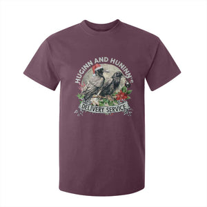Christmas Viking T Shirt For Kid Huginn And Hunninn's Delivery Service Raven TS11 Maroon Print Your Wear