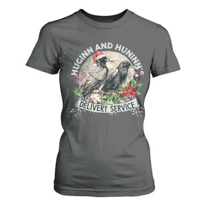 Christmas Viking T Shirt For Women Huginn And Hunninn's Delivery Service Raven TS11 Dark Heather Print Your Wear