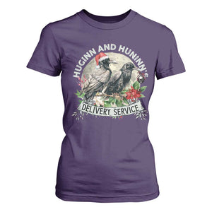 Christmas Viking T Shirt For Women Huginn And Hunninn's Delivery Service Raven TS11 Purple Print Your Wear
