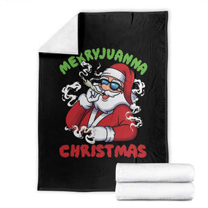 Funny Christmas Weed Throw Blanket Merryjuanna Christmas Santa Xmas TS11 Black Print Your Wear