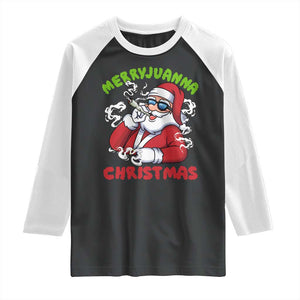 Funny Christmas Weed Raglan Shirt Merryjuanna Christmas Santa Xmas TS11 Black White Print Your Wear