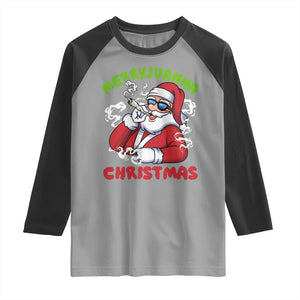 Funny Christmas Weed Raglan Shirt Merryjuanna Christmas Santa Xmas TS11 Sport Gray Black Print Your Wear