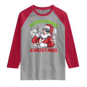 Funny Christmas Weed Raglan Shirt Merryjuanna Christmas Santa Xmas TS11 Sport Gray Red Print Your Wear
