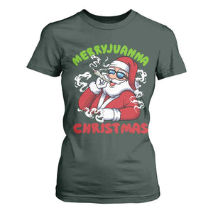 Funny Christmas Weed T Shirt For Women Merryjuanna Christmas Santa Xmas TS11 Dark Forest Green Print Your Wear